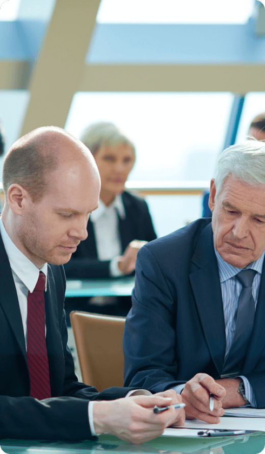 two people discussing on the table