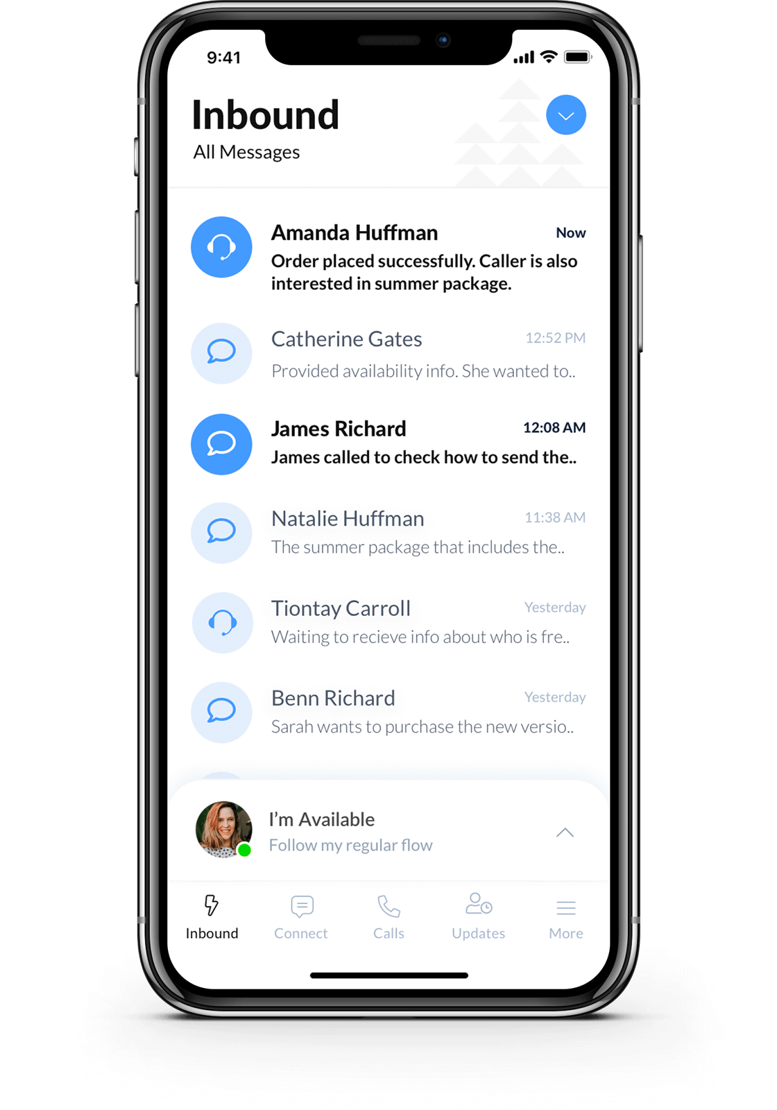 A mobile screen showing the chat interface